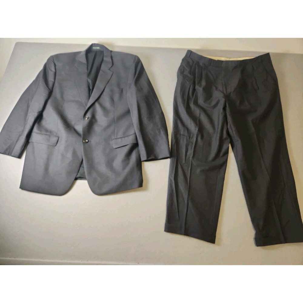 Lauren Ralph Lauren RN 90736, 2-Button Grey Suit Set 46R Wool Blend